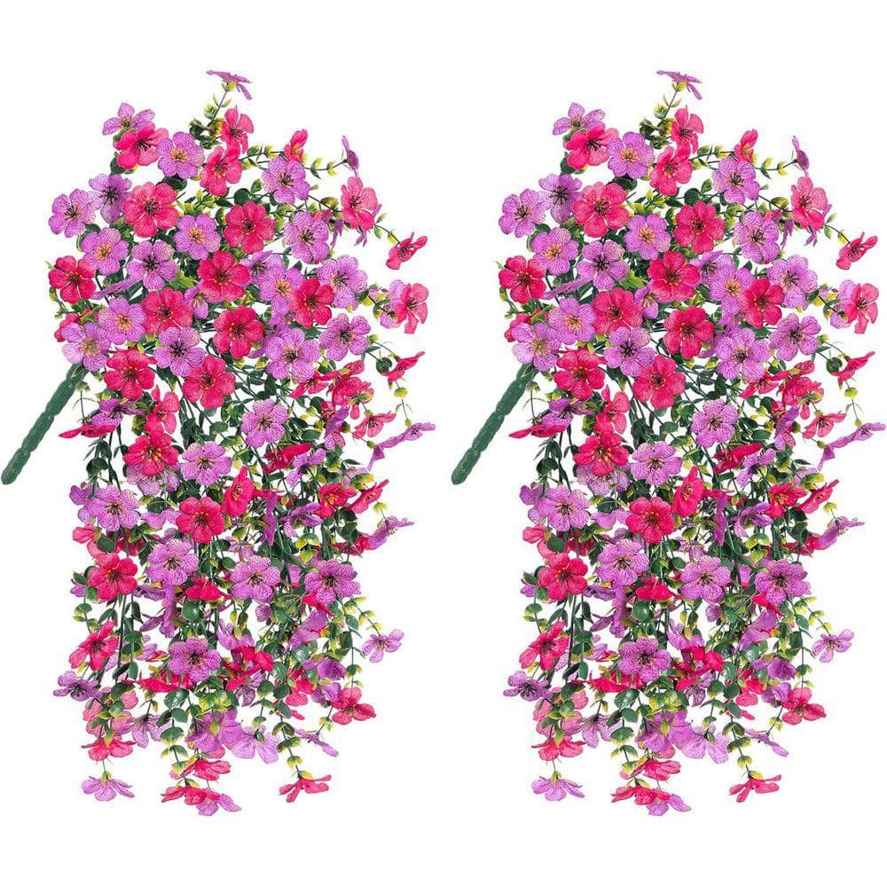 19.3 in. Purple Pink Outdoor Artificial Daisy Flower 2-Pieces