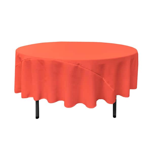 LA Linen 90 in. Round Coral Polyester Poplin Tablecloth