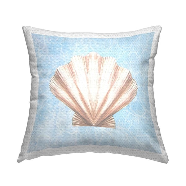 Stupell Industries Aquatic Clam Shell Water Pattern Blue Square Outdoor Throw Pillow