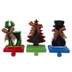 7 in. Reindeer Tree and Snowman with Chalkboard Christmas Stocking Holders (Set of 3)