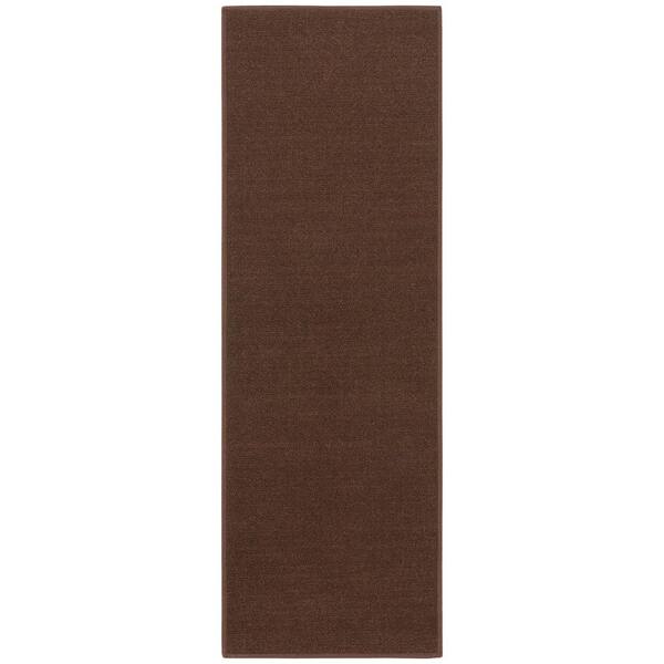 Emmy Non-Slip Rubberback Modern Solid 2X52 Indoor Runner Rug, 1 ft. 10 in. x 52 ft., Brown