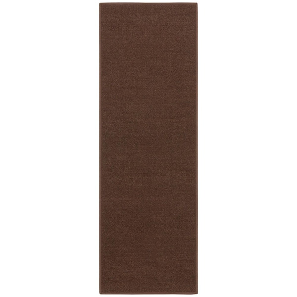 Oscar Non-Slip Rubberback Modern Solid 3X21 Indoor Runner Rug, 2 ft. 6 in. x 21 ft., Brown