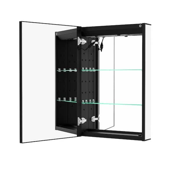 Unbranded 20 in. W x 30 in. H Rectangular Aluminum Alloy Medicine Cabinet with Mirror