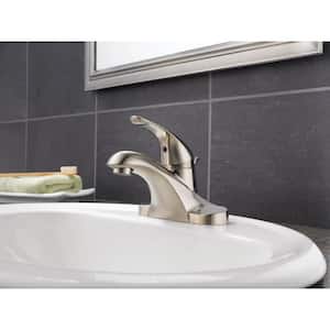 Foundations 4 in. Centerset Single-Handle Bathroom Faucet with Metal Drain Assembly in Stainless