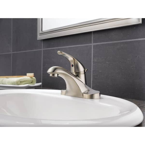 Foundations 4 in. Centerset Single-Handle Bathroom Faucet with Metal Drain Assembly in Stainless