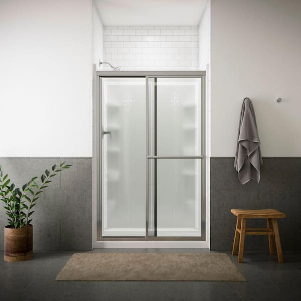 STERLING Deluxe 48-7/8 in. x 70 in. Framed Sliding Shower Door in Matte Silver with Handle