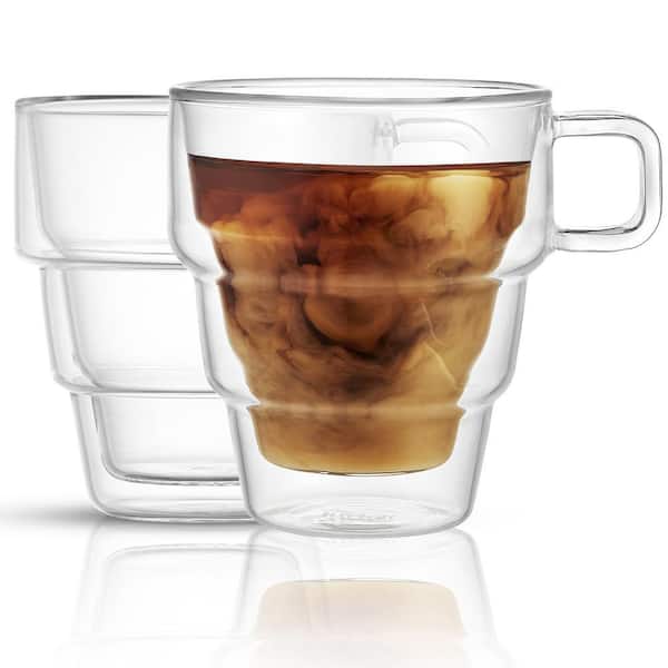 Pila 10 oz. Clear Borosilicate Glass Stackable Double Wall Coffee/Tea Tea Mug (Set of 2)