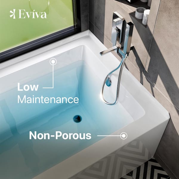 Nova 60 in. Acrylic Left Hand Drain Rectangular Alcove Flatbottom Non-Whirlpool Bathtub in White