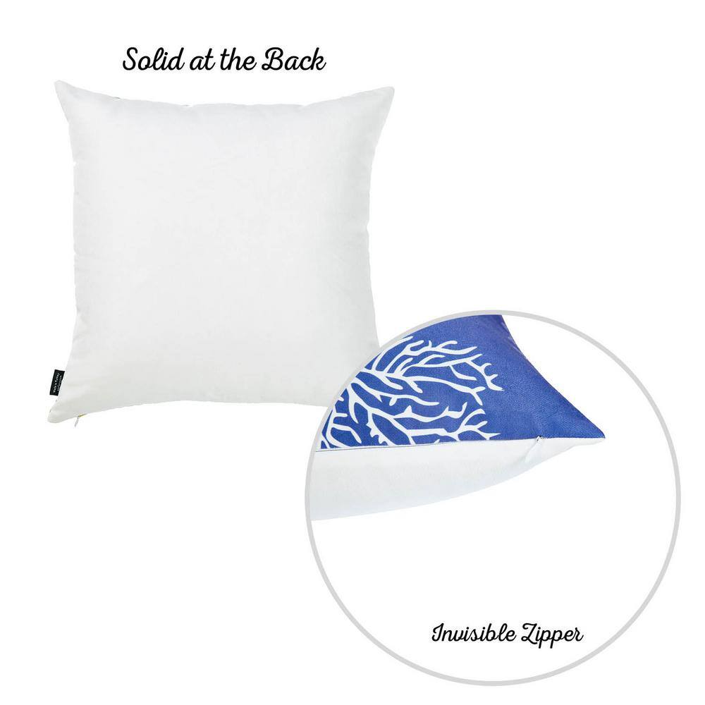 Blue and White Coastal Reef Polyester Pillow Covers Set of 4