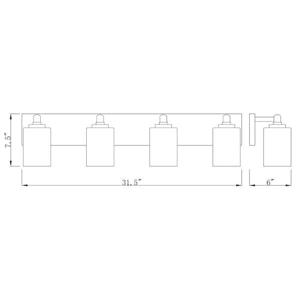 Unbranded - Soledad 31.5 in. 4-Light Brushed Gold Vanity-Light with Glass Shade