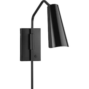 Cornett 19 in. 1-Light Matte Black Mid-Century Modern Wall Bracket Dining Rooms, Great Rooms and Bathrooms