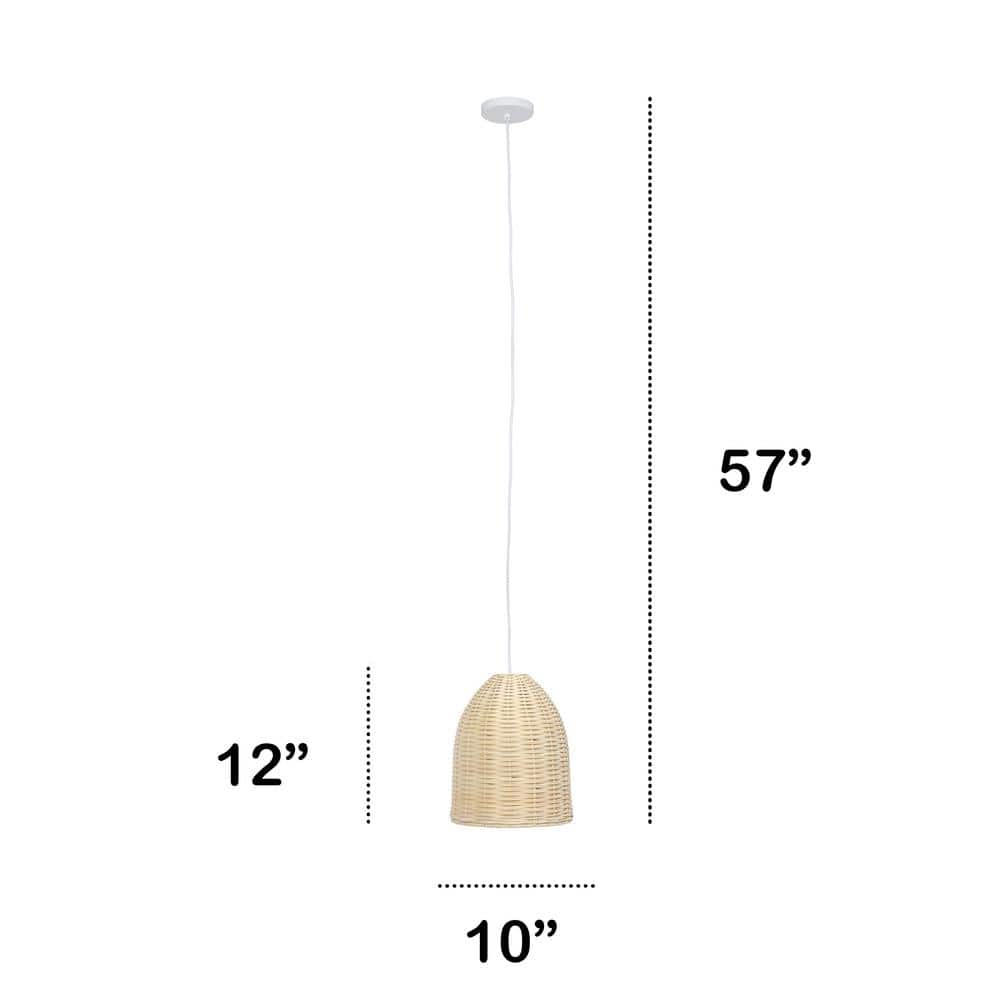 Natural Woven Rattan Pendant Light with Clear Cord