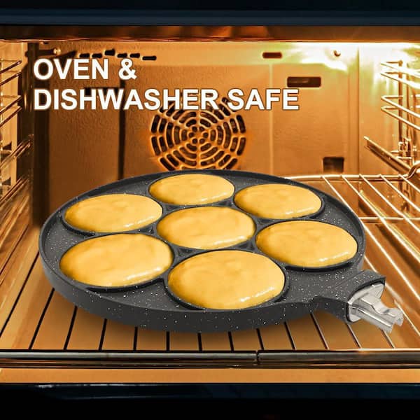 Anqtovp 7-Hole Non-Stick Pancake Pan with Detachable Handle