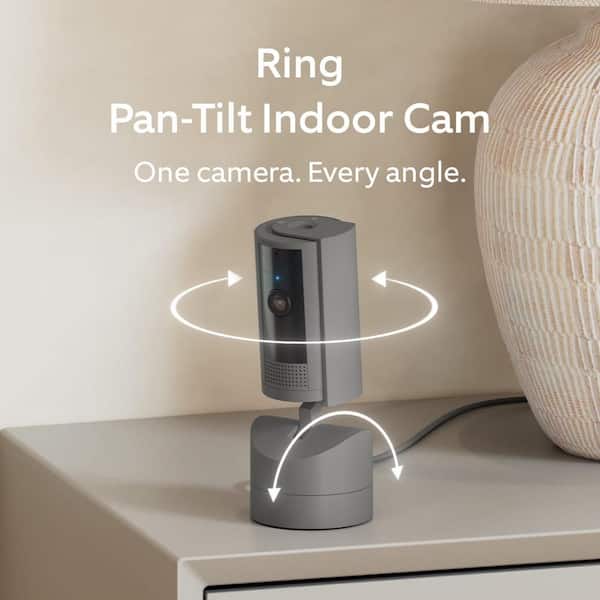 Pan-Tilt Indoor Cam Plug-in Security Camera with 360° Horizontal Pan Coverage, Live View and Two-Way Talk, Charcoal