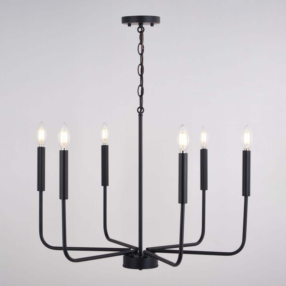 Belden 26" Black Metal 6-Light Candelabra Chandelier