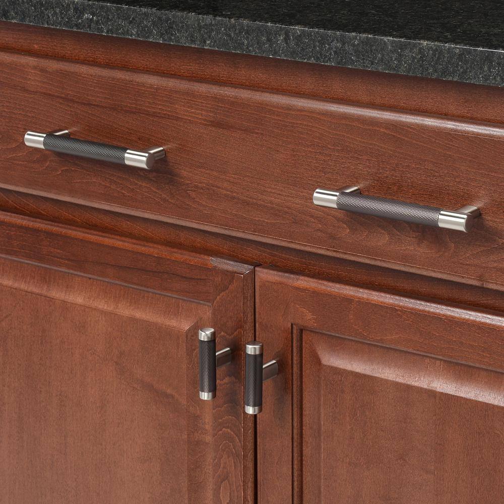 Modern Satin Nickel and Oil-Rubbed Bronze T-Handle Cabinet Knob