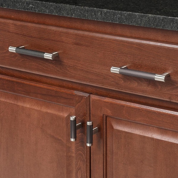 Esquire 5-1/16 in. (128mm) Modern Satin Nickel/Oil-Rubbed Bronze Bar Cabinet Pull