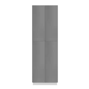 Valencia Assembled 30 in. W x 24 in. D x 84 in. H in Gloss Gray Plywood Assembled Tall Pantry Kitchen Cabinet