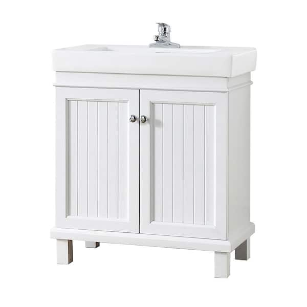 Home Decorators Collection Parkbridge 30 In W X 15 10 In D Vanity In White With Ceramic Vanity Top In White With White Sink Parkbridge 30 The Home Depot