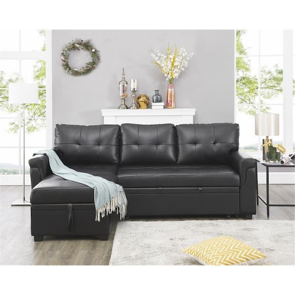 Leather sleeper sectional on sale with chaise