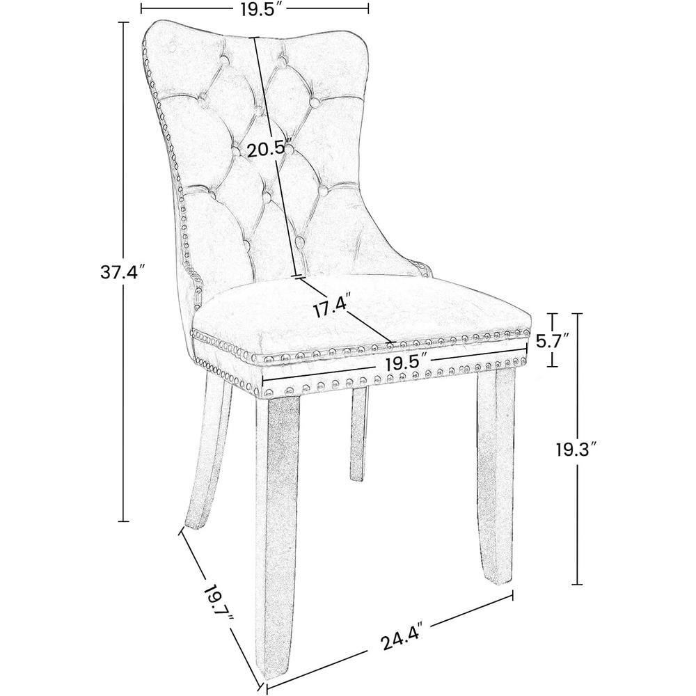 Gray Velvet Upholstered High Back Parsons Side Chair with Wood Legs