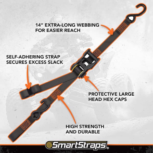 Carpoint Automatic Ratchet Strap 3m X 25mm - 2 Pack, Orange, Max Load 325kg, Self-Rolling