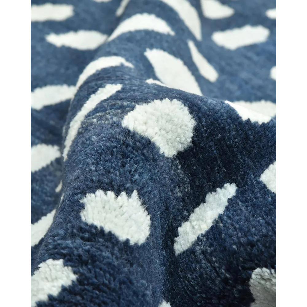 Hand-Knotted Navy Blue Wool Shag Area Rug 3' x 5'