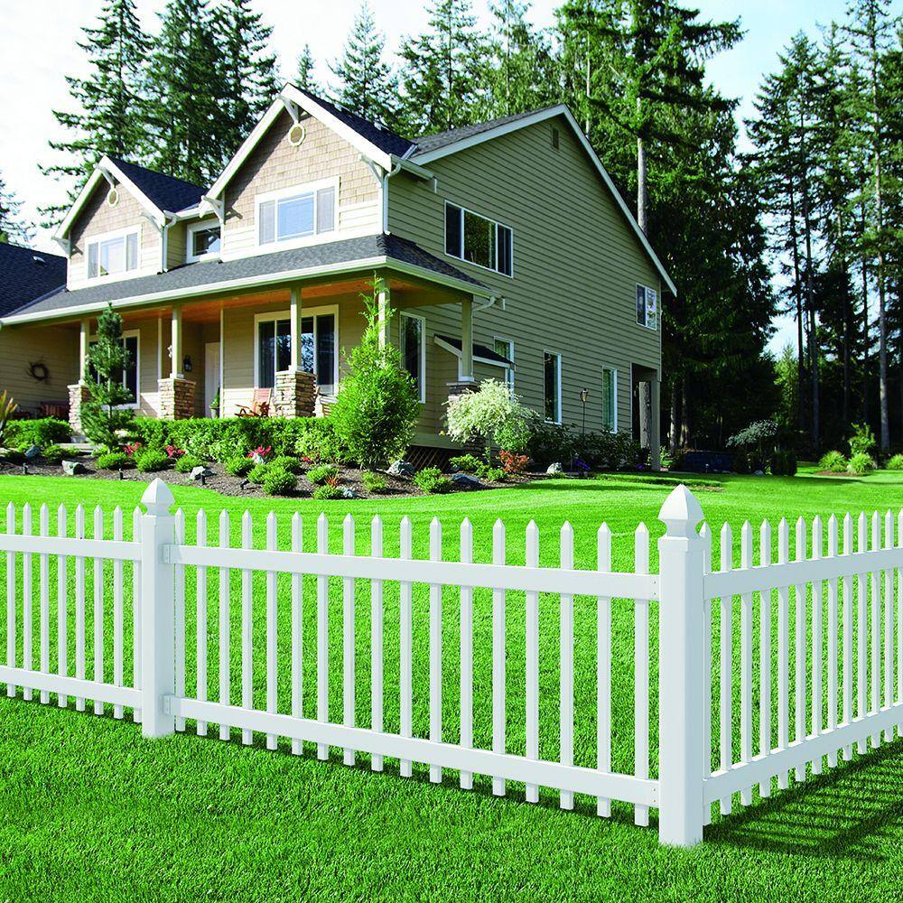 White Vinyl Fence Bracket Kit for Outdoor Panels (2-Pack)