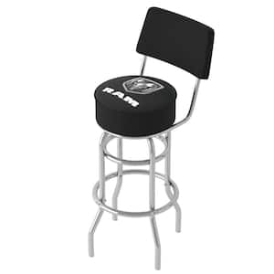 Logo Black 360° Swivel in Chrome Double Rung Base with Foam Padded Seat and Back Bar Stool