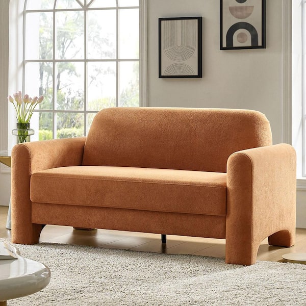 Madalena 59.5 in. Orange Modern Chenille Fabric Loveseater Sofa
