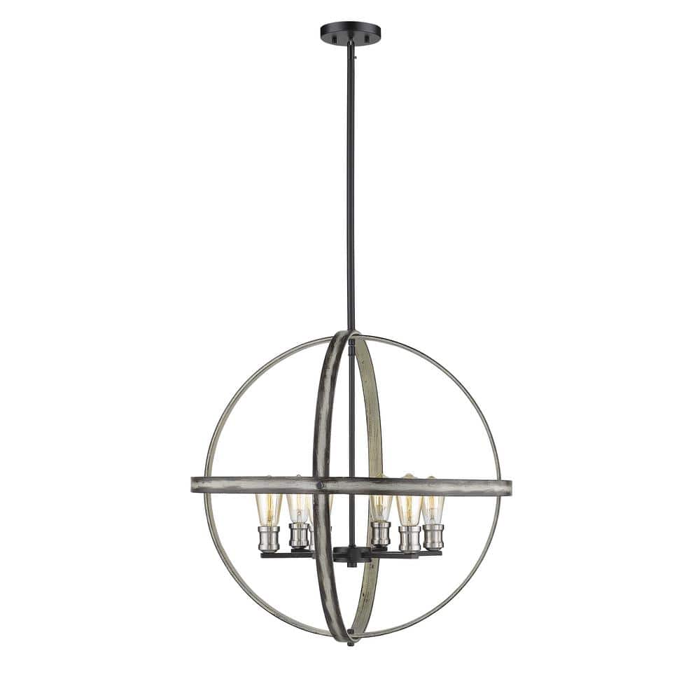 6-Light Ashen Barnboard Standard Pendant