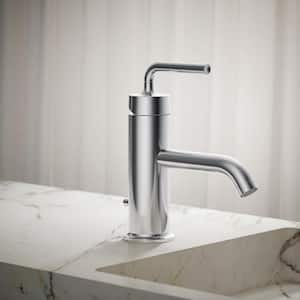 Purist Single Hole Single Handle Low-Arc Bathroom Faucet with Straight Lever Handle in Polished Chrome