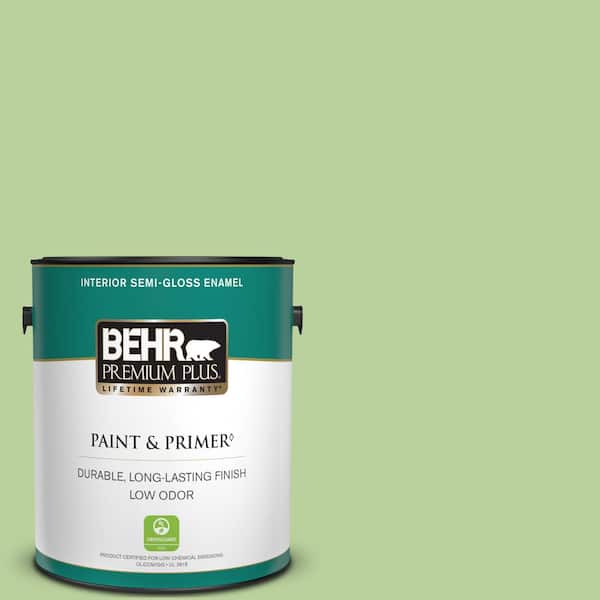 BEHR PREMIUM PLUS 1 gal. #P380-4 Four Leaf Clover Semi-Gloss Enamel Low Odor Interior Paint & Primer