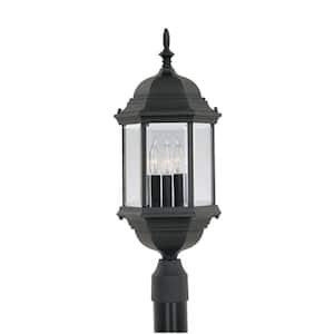 Erving 3-Light Black Cast Aluminum Line Voltage Outdoor Weather Resistant Post Light with No Bulb Included