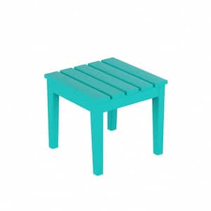 Shoreside Turquoise Square HDPE Plastic 18 in. Modern Outdoor Side Table