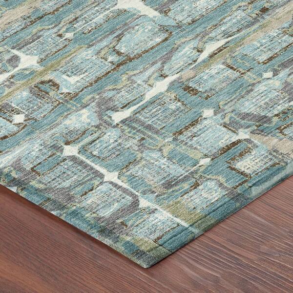 Chantille Machine Washable Indoor/Outdoor Abstract ACN2762 Teal 3 ft. x 4 ft. Area Rug