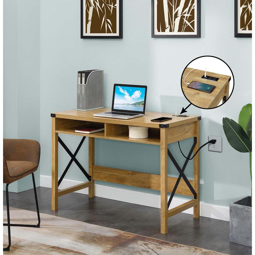 Durango English Oak 42" Desk with Built-In USB Charging Station