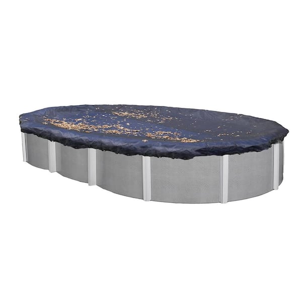 SWIMLINE 16 ft. x 32 ft. Oval Navy Blue Heavy-Duty Above Ground Swimming Pool Winter Cover with 3 ft. Overlap (2-Pack)