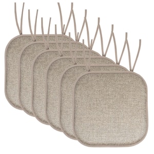 Cameron Square Memory Foam 16 in.x16 in. Non-Slip Back, Chair Cushion with Ties (6-Pack), Beige/Taupe