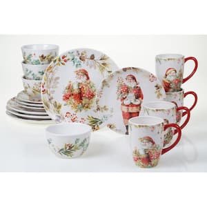 Christmas Story 16-Piece Multicolored Earthenware Dinnerware Set (Service for 4)