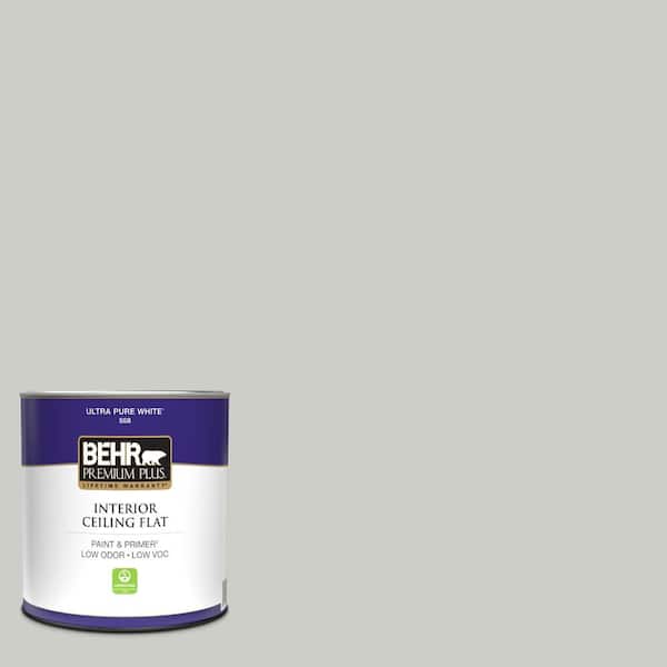 BEHR PREMIUM PLUS 1 qt. #QE-49 Mexican Silver Ceiling Flat Interior Paint