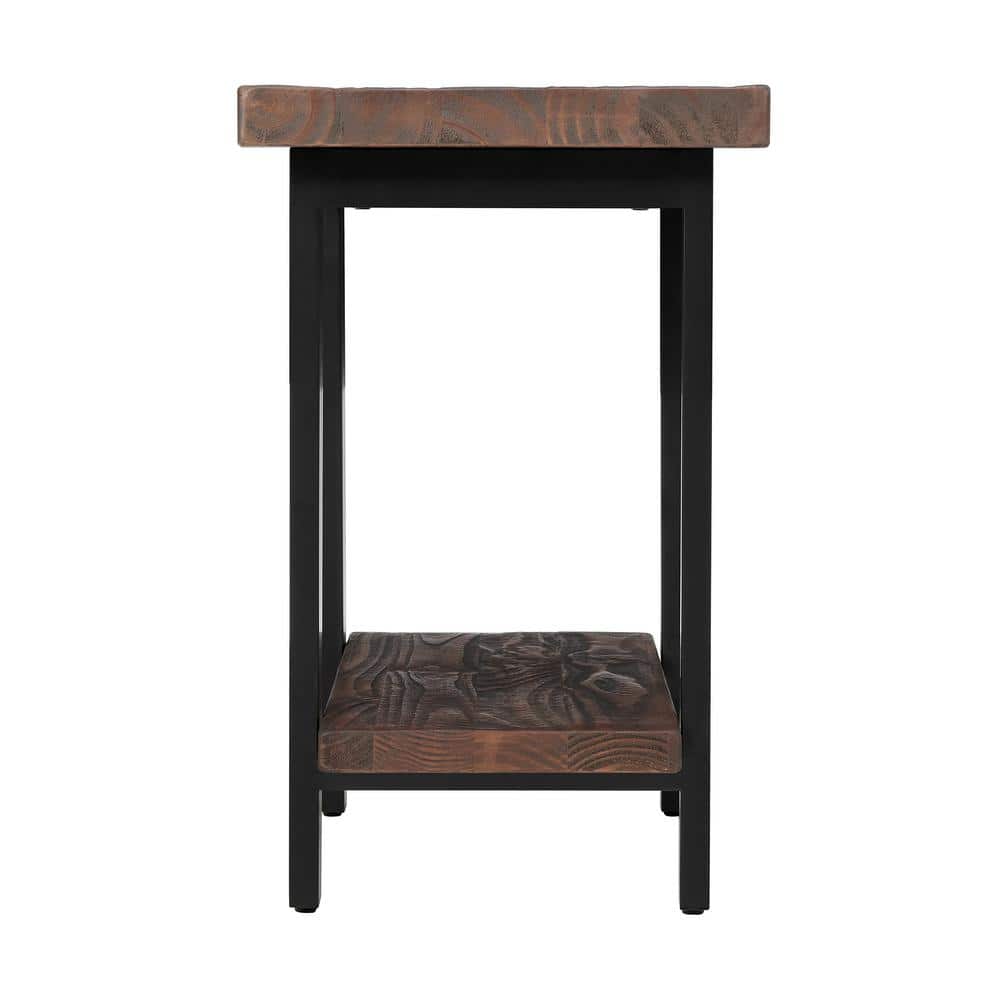 Pomona 27 in. Rustic Natural Finish Metal and Wood Rectangular End Table, Living Room Furniture, Home Decor Accent Stand - thumbnail 10