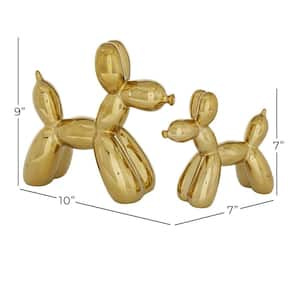 Gold Ceramic Balloon Dog Sculpture (Set of 2)