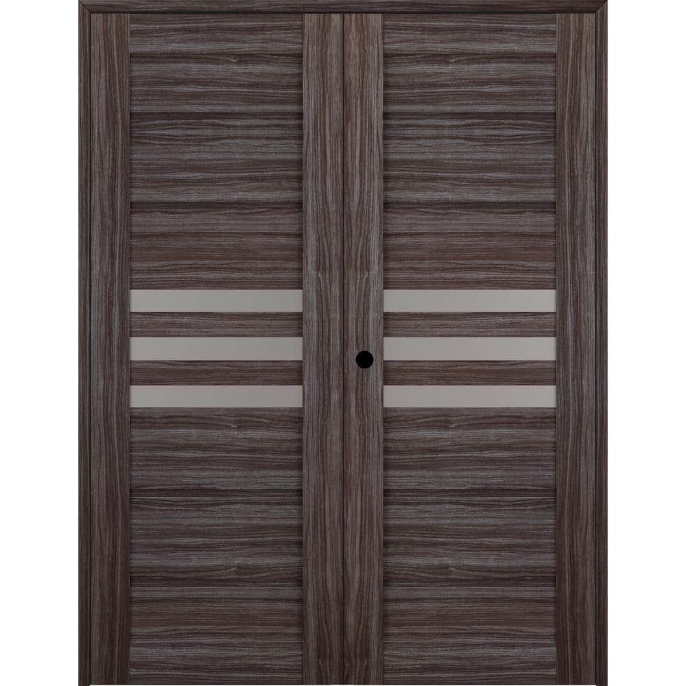 Dome 64 in. x 96 in. Right Hand Active 3-Lite Gray Oak Wood Composite Double Prehung Interior Door price history on PriceWatchPro
