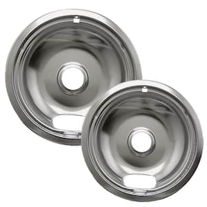 Style A 6 in. Small and 8 in. Large Drip Pan in Chrome (2-Pack)