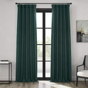 Focal Green Faux Linen Room Darkening Curtain - 50 in. W x 96 in. L (1 Panel)
