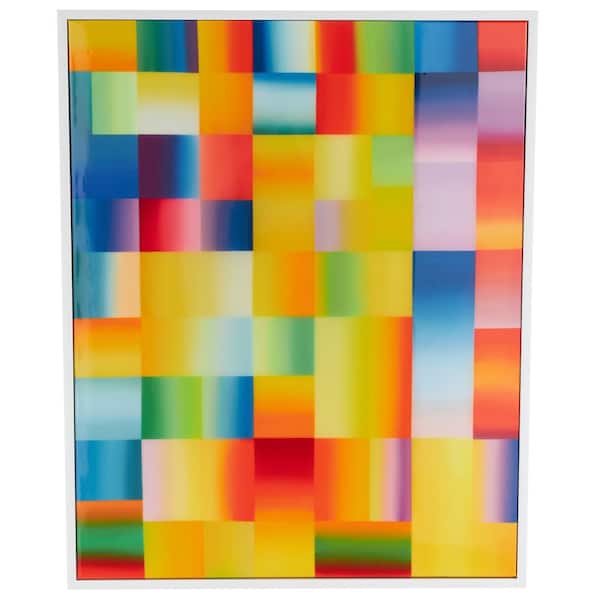 Litton Lane 1- Panel Geometric Ombre Square Pop Art Framed Wall Art with White Frame 41 in. x 33 in.