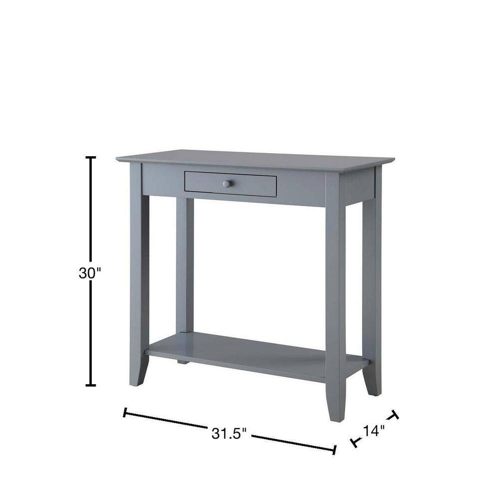 Gray Wood Hall Table with Drawer and Shelf