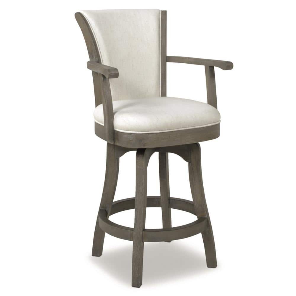 Williams Oak and Leather Swivel Bar Stool in Natural White
