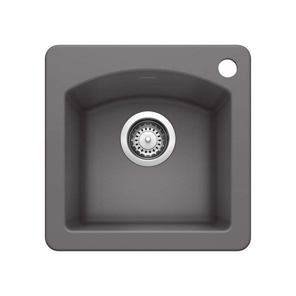 DIAMOND SILGRANIT Slate Granite Composite 15 in. 1-Hole Drop-In/Undermount 